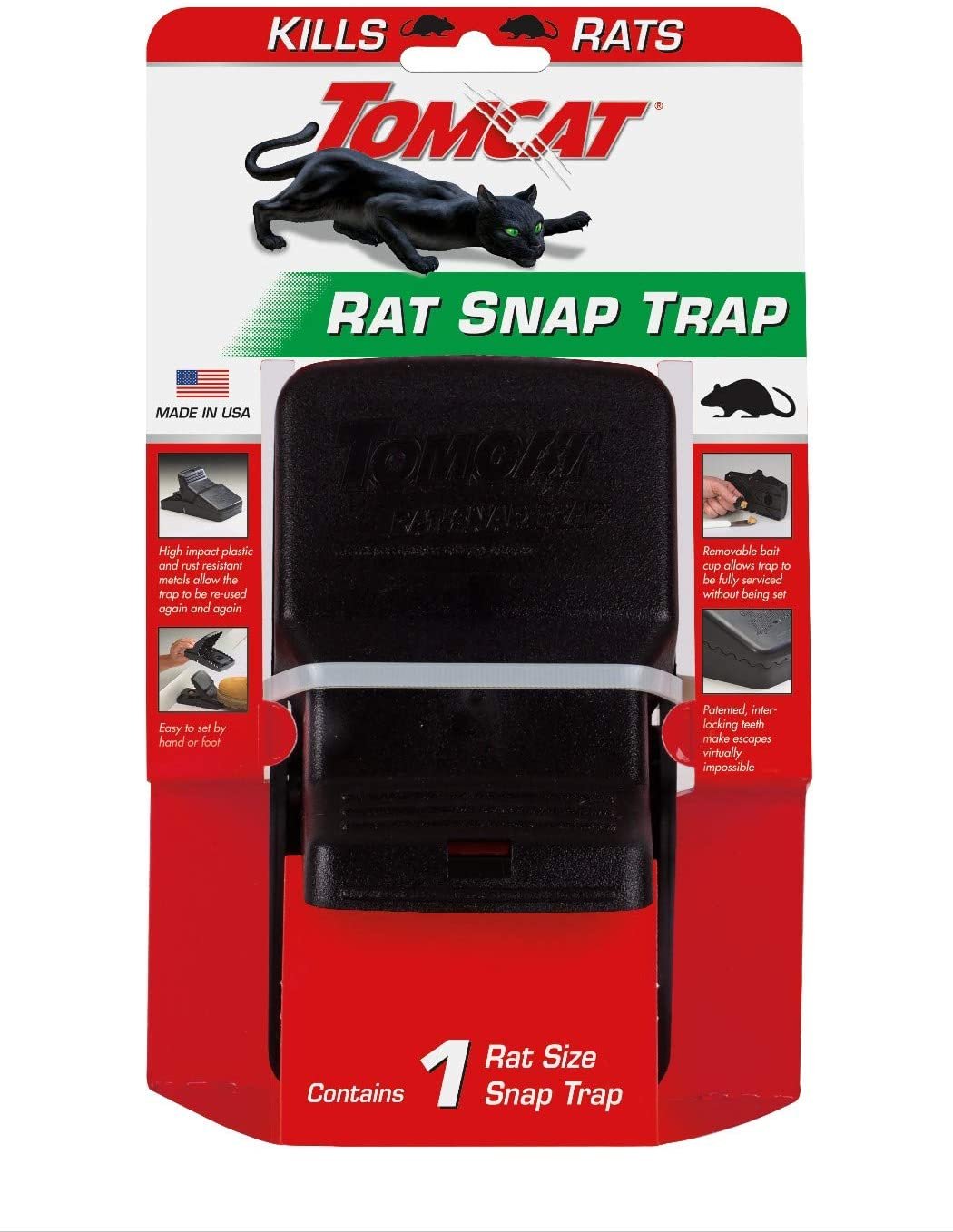 Tomcat Rat Snap Trap, 1 Rat Size Trap - Reusable- Best Rat Trap